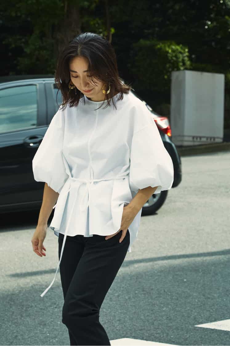 バルーンスリーブ トップス テーパード スーツパンツ