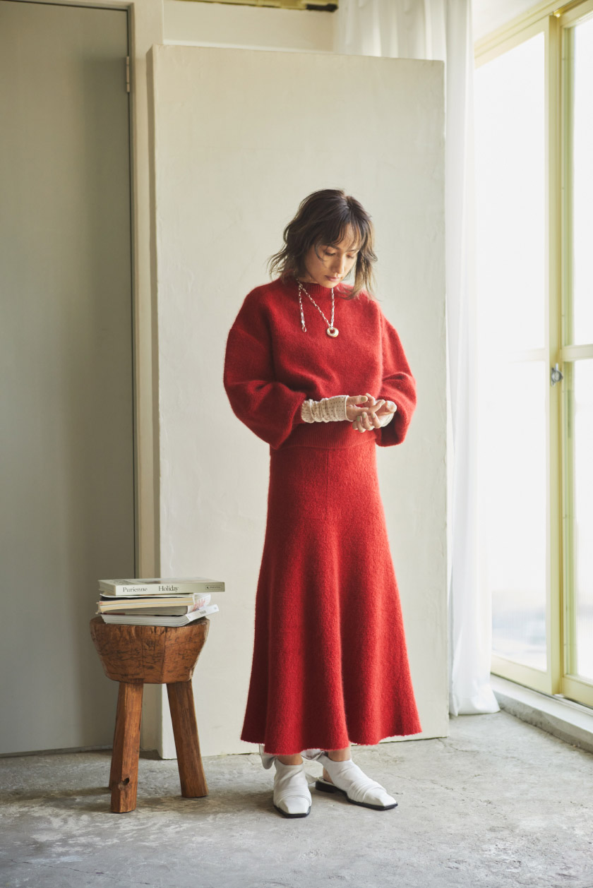 Knit_Pullover×Body_Suits×Knit_Skirt