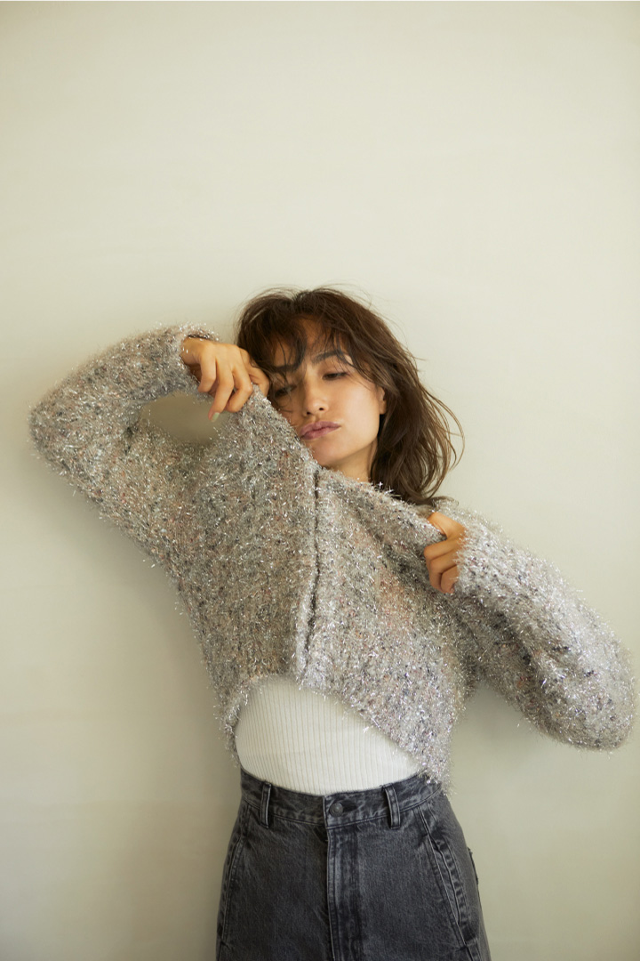Knit_Cardigan×Sheer_Pullover×Denim_Pants