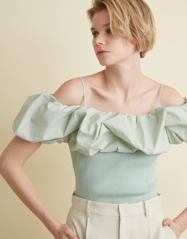 Balloon docking knit tops ¥26,400