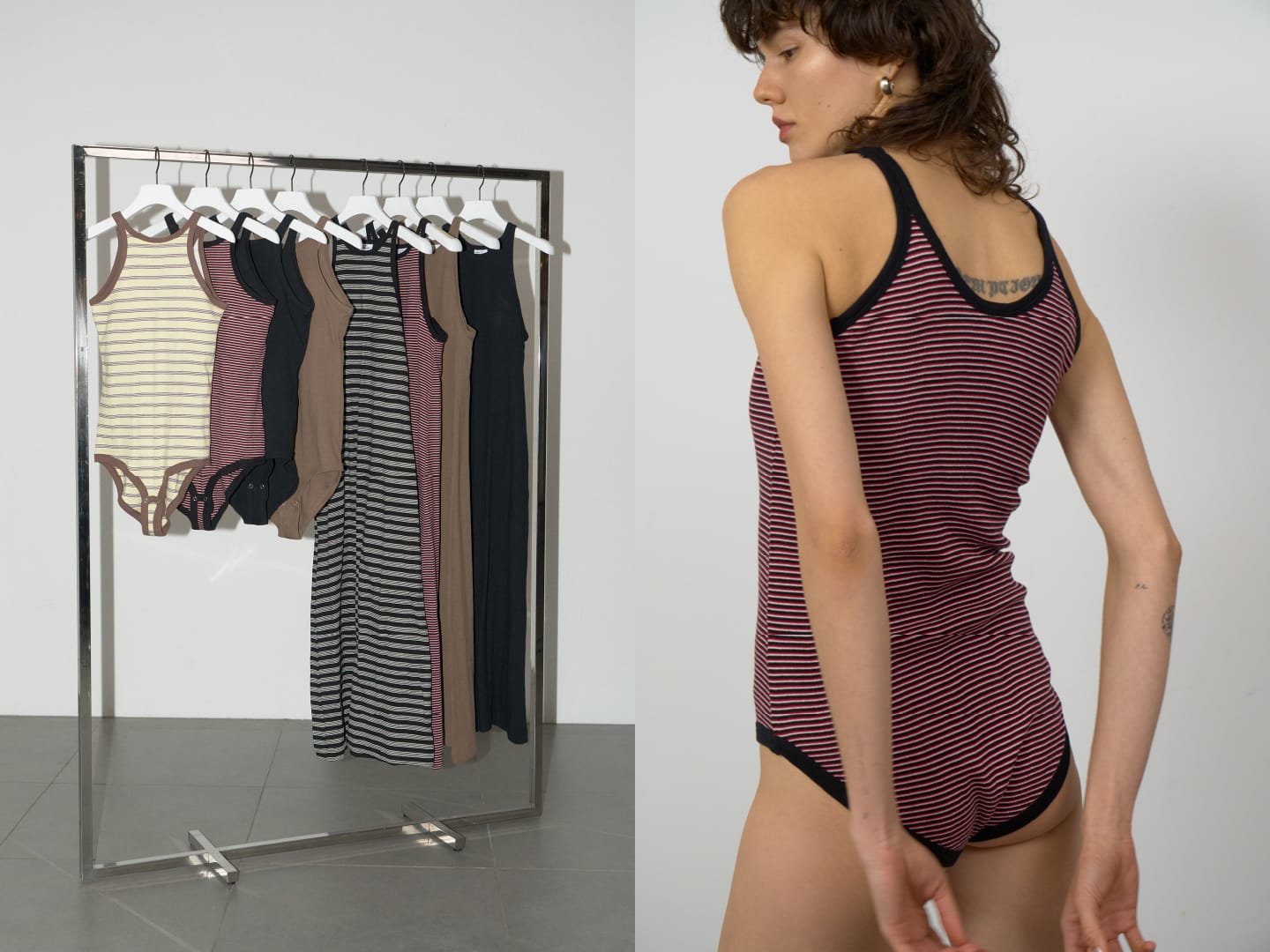 【MILLER×styling/】 Back open cup-in bodysuit / Cup-in I-line dress