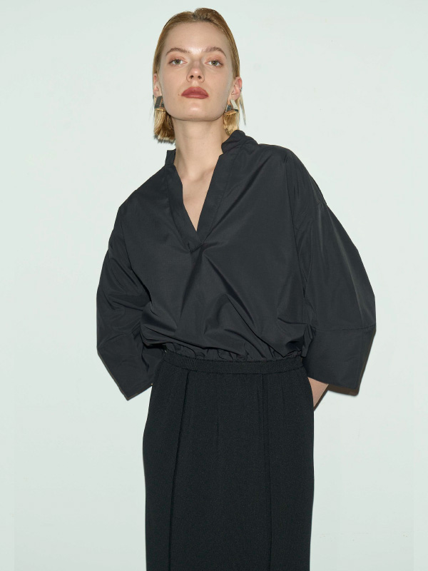 Knit combination shirt dress